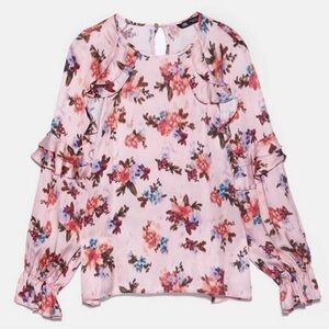 Zara Floral Watercolor Multicolor Printed
Blouse